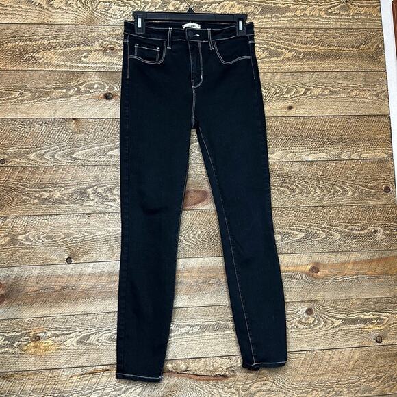L'AGENCE Margot Skinny Jeans in Noir Black High Rise Stretch Denim Size 26 - Picture 5 of 10